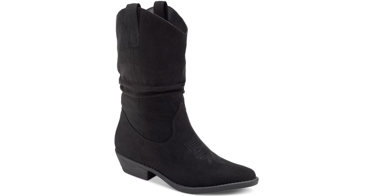 Style & Co. Dannaa Faux Suede Mid Calf Mid-calf Boots in Black | Lyst