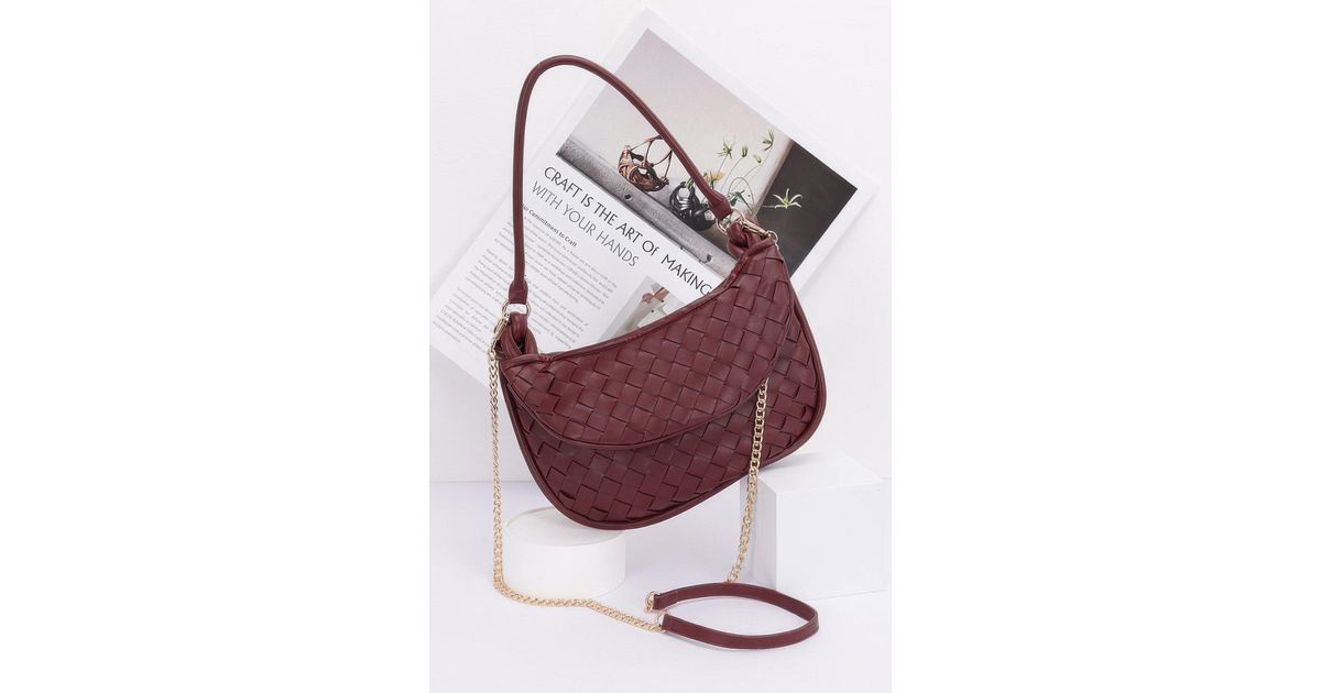 Faux Leather Braided Frame Shoulder Bag