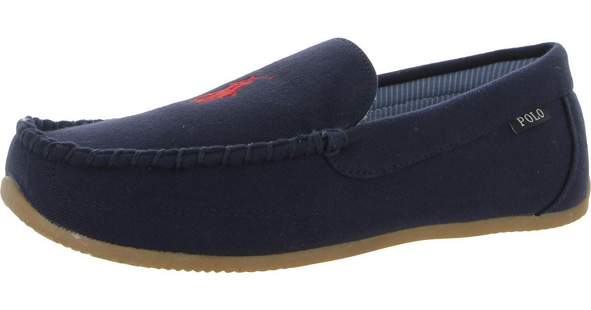Polo Ralph Lauren Declan Twill Slip On Moccasin Slippers in Blue for ...
