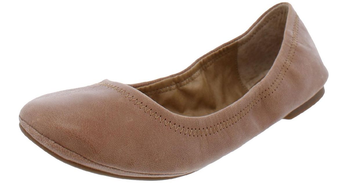 Lucky Brand Emmie Leather Round-toe Ballet Flats in Brown | Lyst