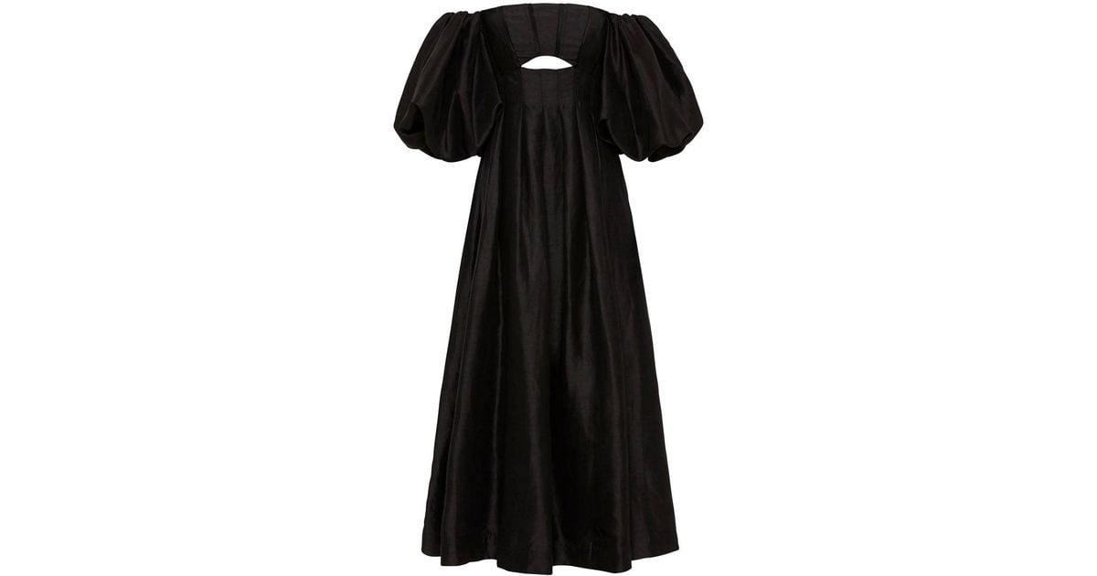 Aje. Linen Eugenie Off Shoulder Midi Dress in Black | Lyst