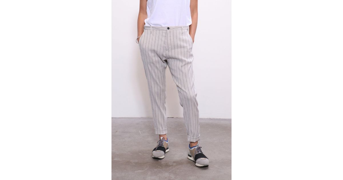 Hope Linen Krissy Trouser In Grey Stripe in Gray - Lyst
