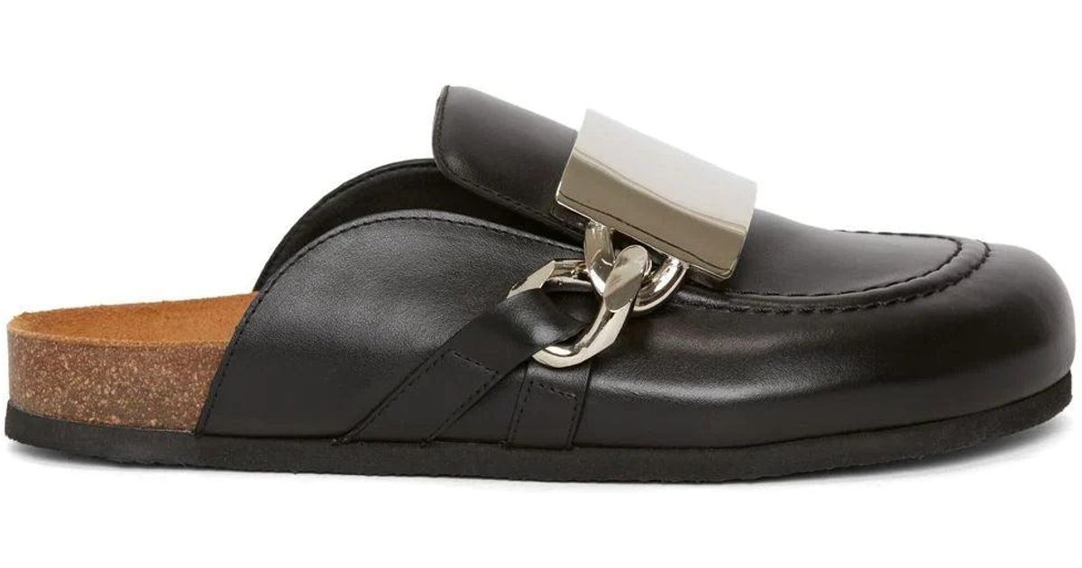 JW Anderson Gourmet Chain Almond-toe Mules in Black | Lyst