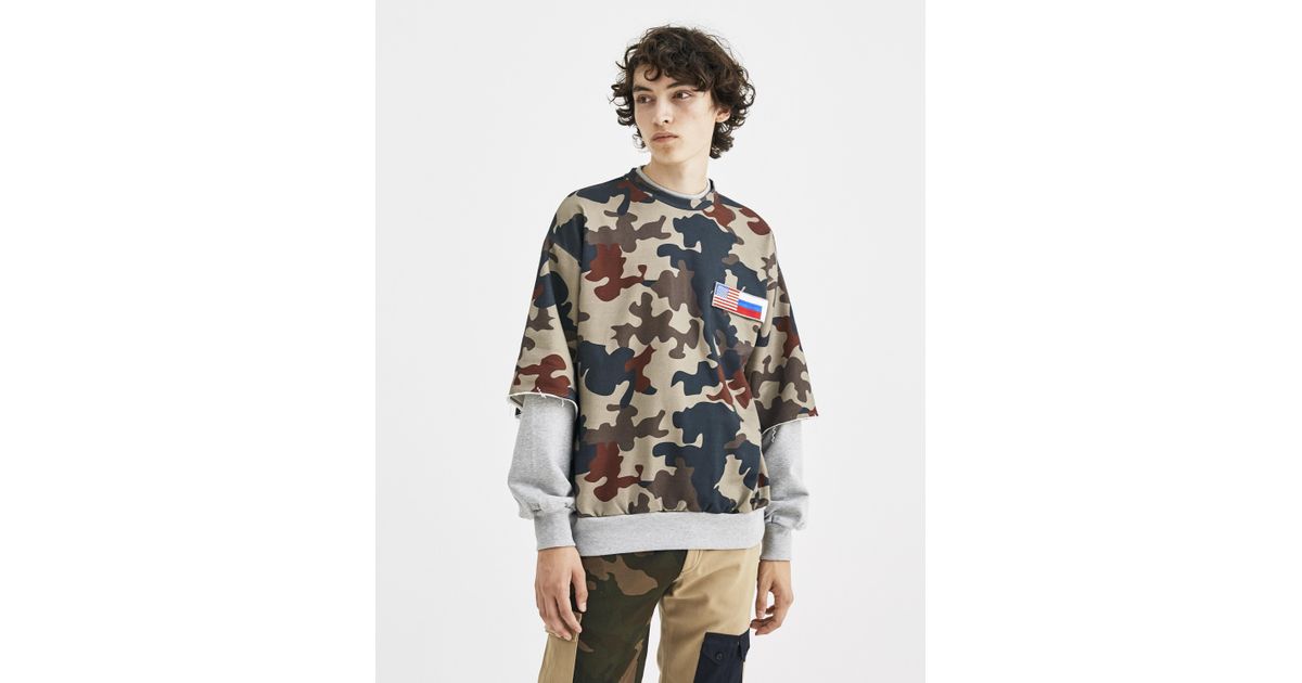 Gosha Rubchinskiy Cotton Camo Double Sleeve Sweatshirt for Men - Lyst