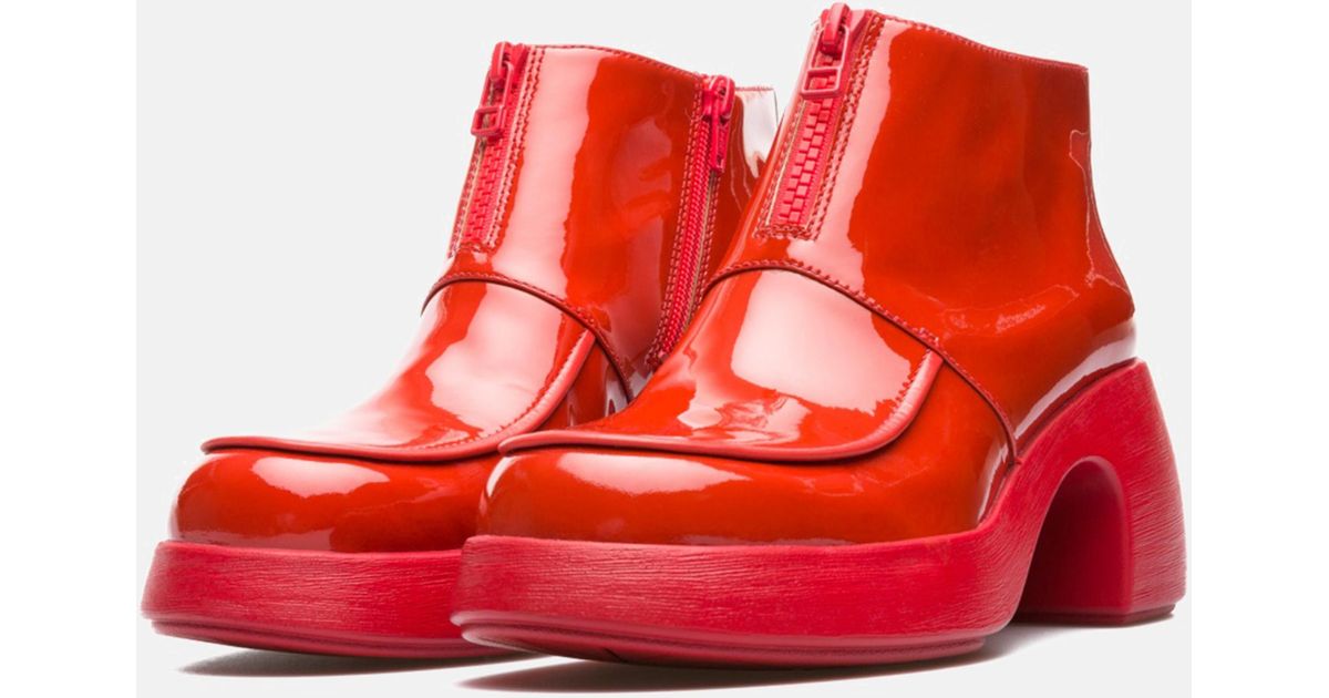 Camper Leather Red Thelma Boots - Lyst