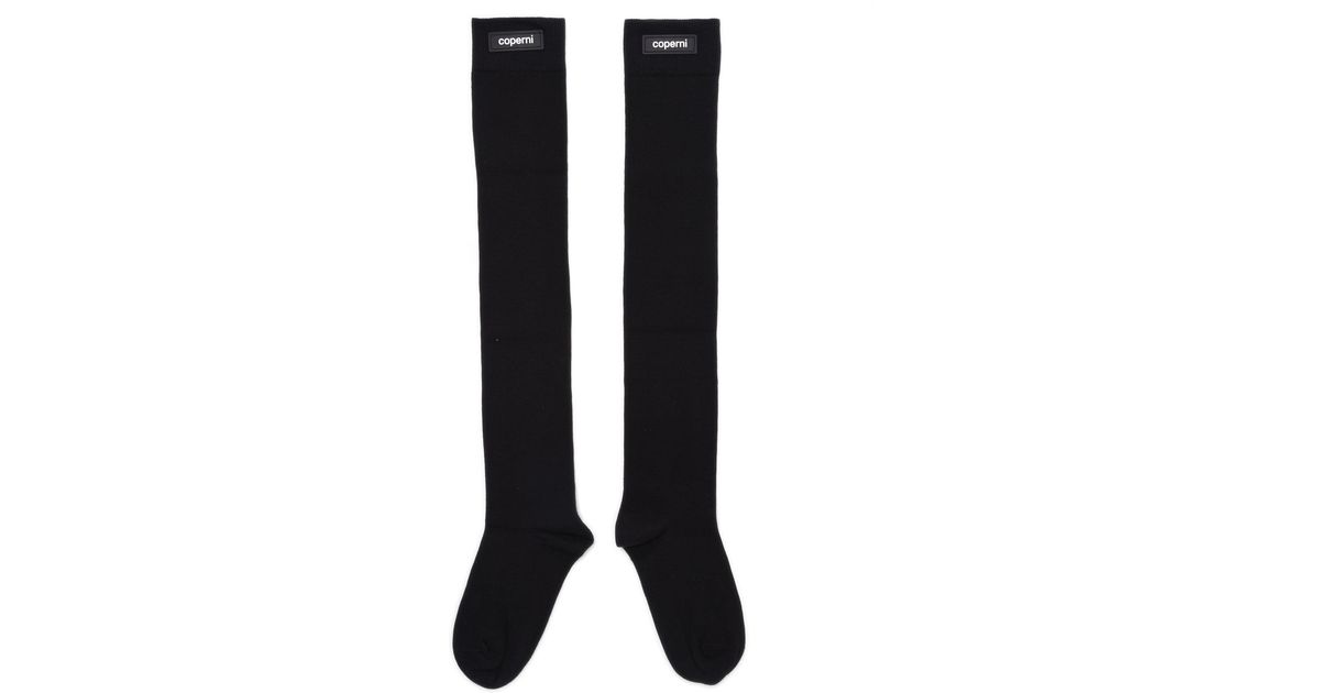 Coperni Over The Knee Logo Socks in Black | Lyst