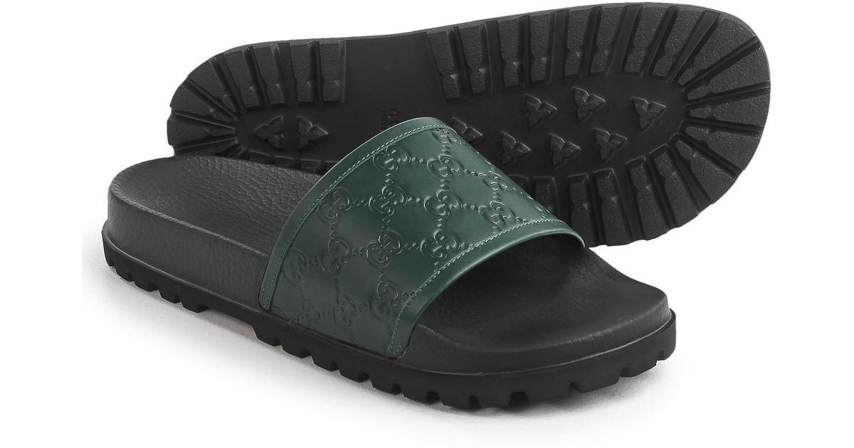 Gucci Leather Signature Slide Sandals 