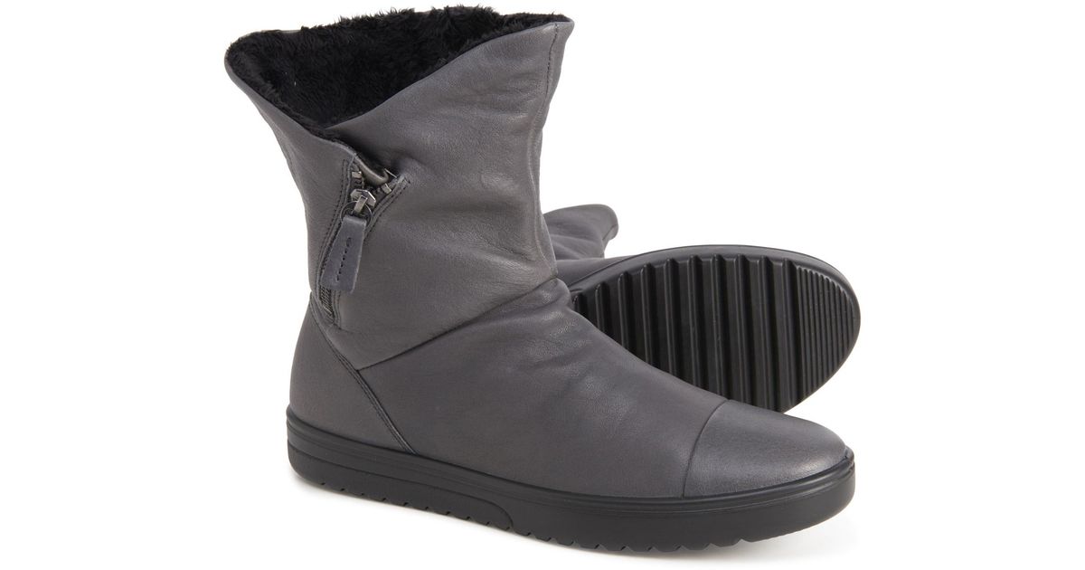 Ecco Leather Lined Boots in Black - Lyst