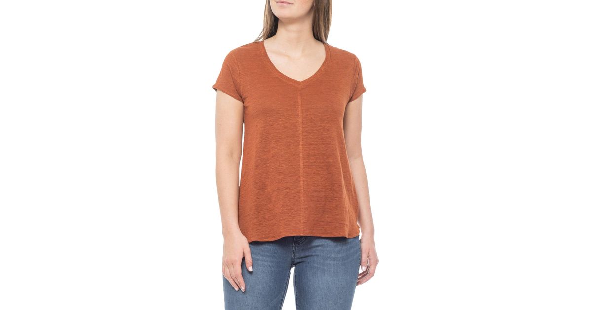 Tahari Spice Linen Shirt in Orange | Lyst