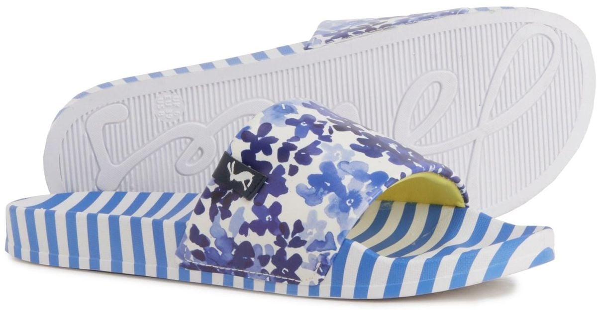 Joules Daisy Pool Slide Sandals in Blue Lyst