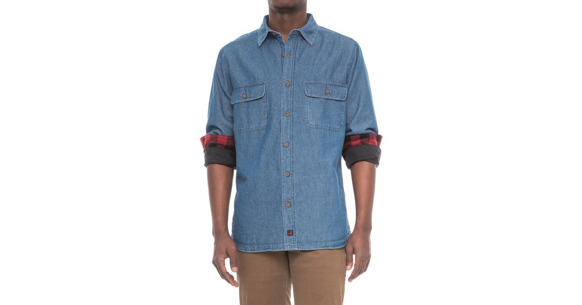 Woolrich Fleece-lined Denim Shirt Jacket (for Men) in Blue for Men - Lyst