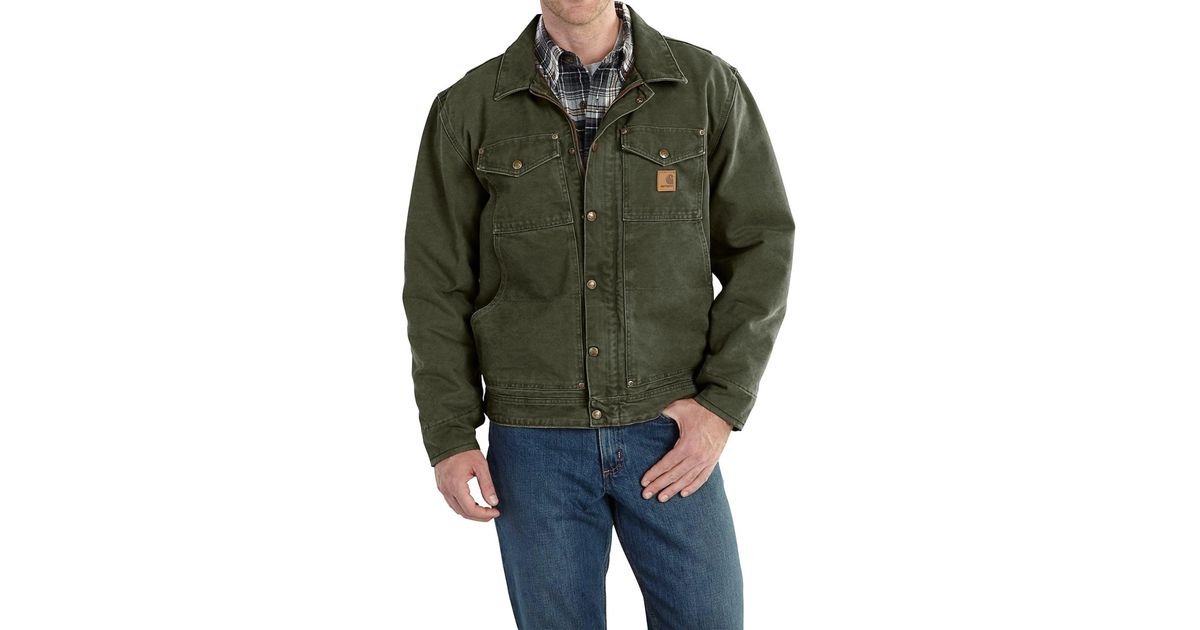 Carhartt Fleece Berwick Sandstone Duck Jacket in Moss (Green) for Men - Lyst