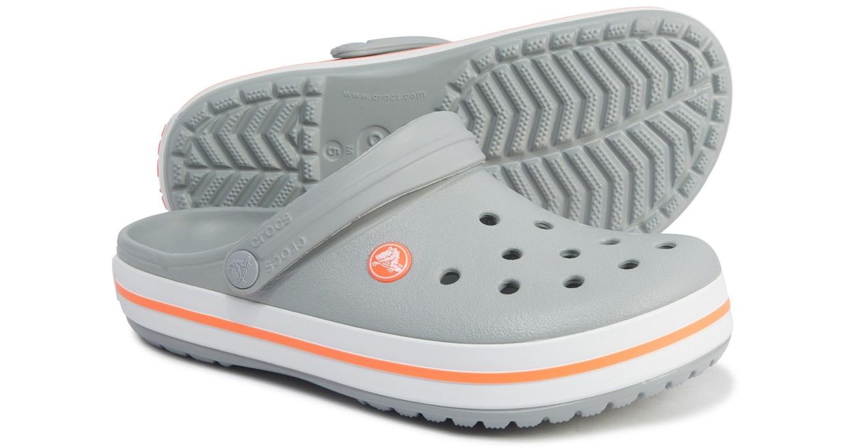 Crocs™ Grey And Coral Crocband Clogs in Gray | Lyst