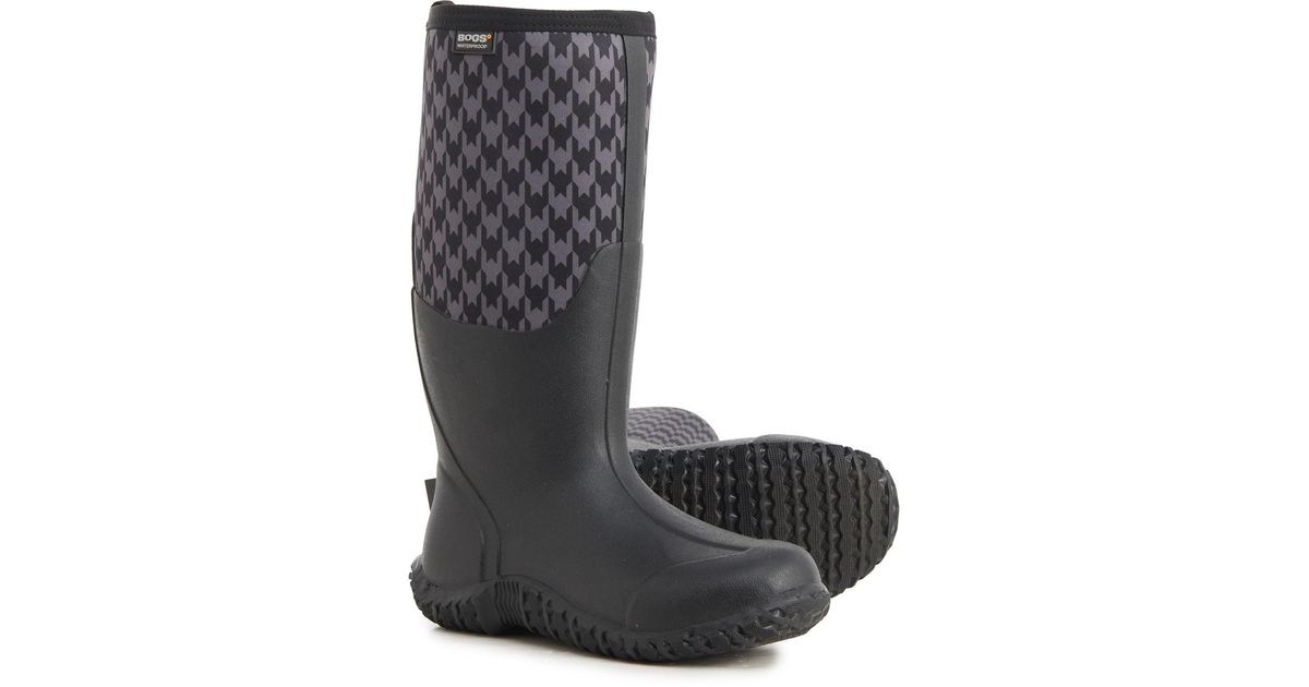 Bogs Mckenzie Houndstooth Rain Boots in Black Lyst