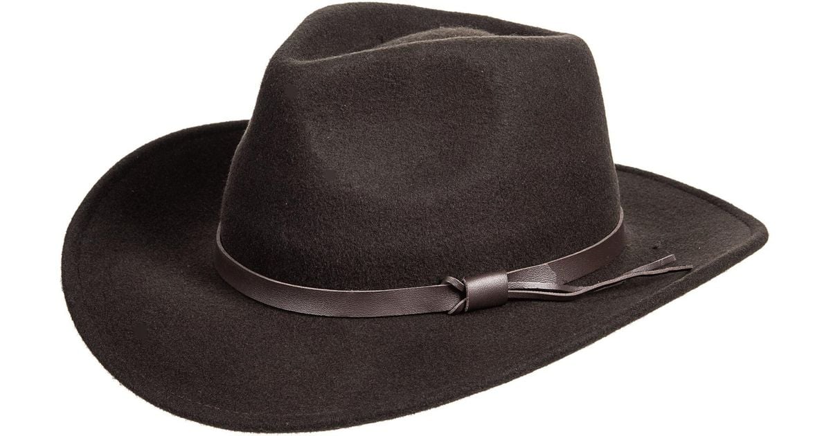 Dorfman Pacific Crushable Outback Felt Hat (for Men) in Chocolate