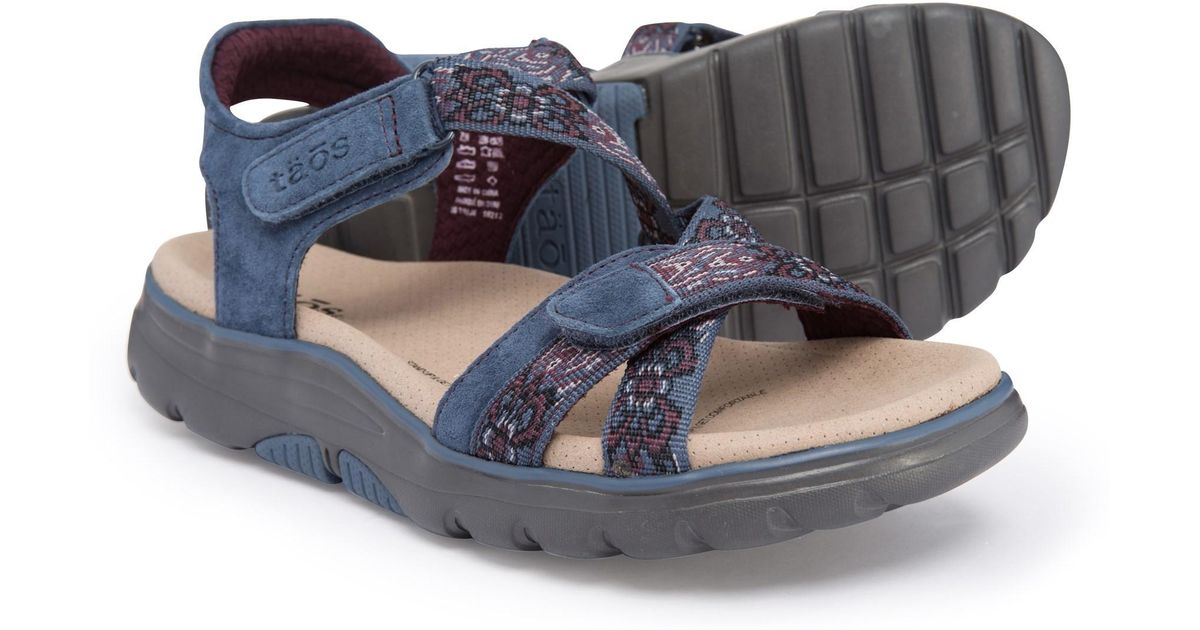 Taos Footwear Leather Zen Sandals in Blue/Bordeaux (Blue