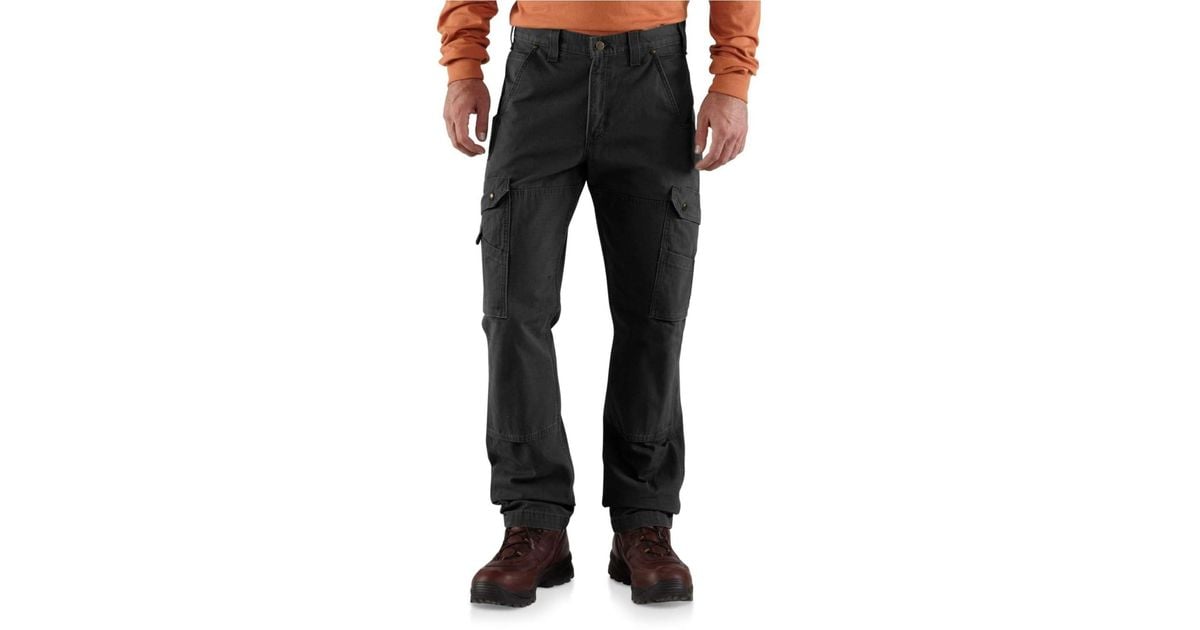 Carhartt Cotton B342 Ripstop Doublefront Cargo Work Pants in Black for