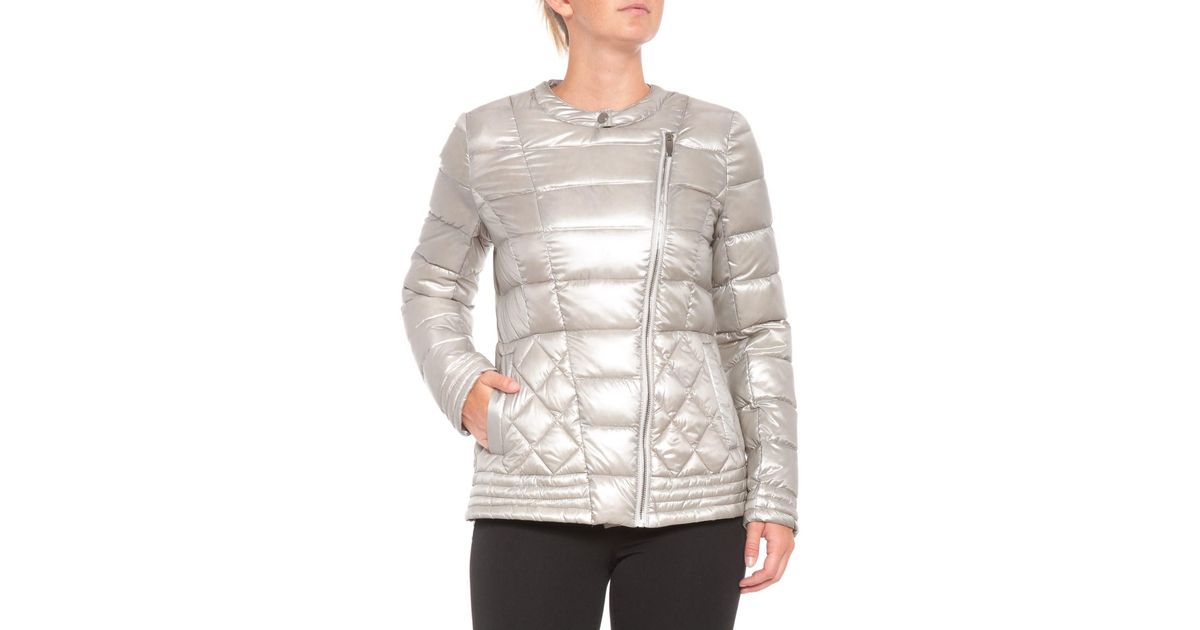 pink packable down jacket