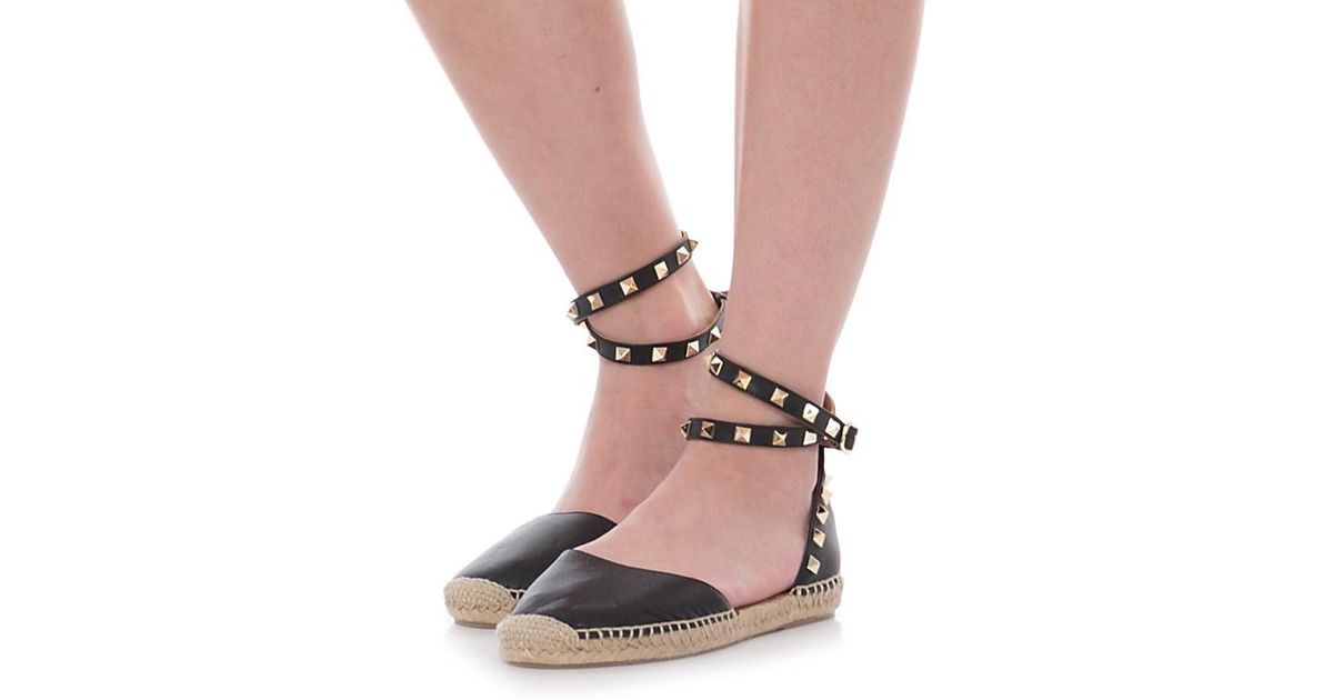Maypol Leather Made In Spain Tachas B Studded Sandals in Black | Lyst