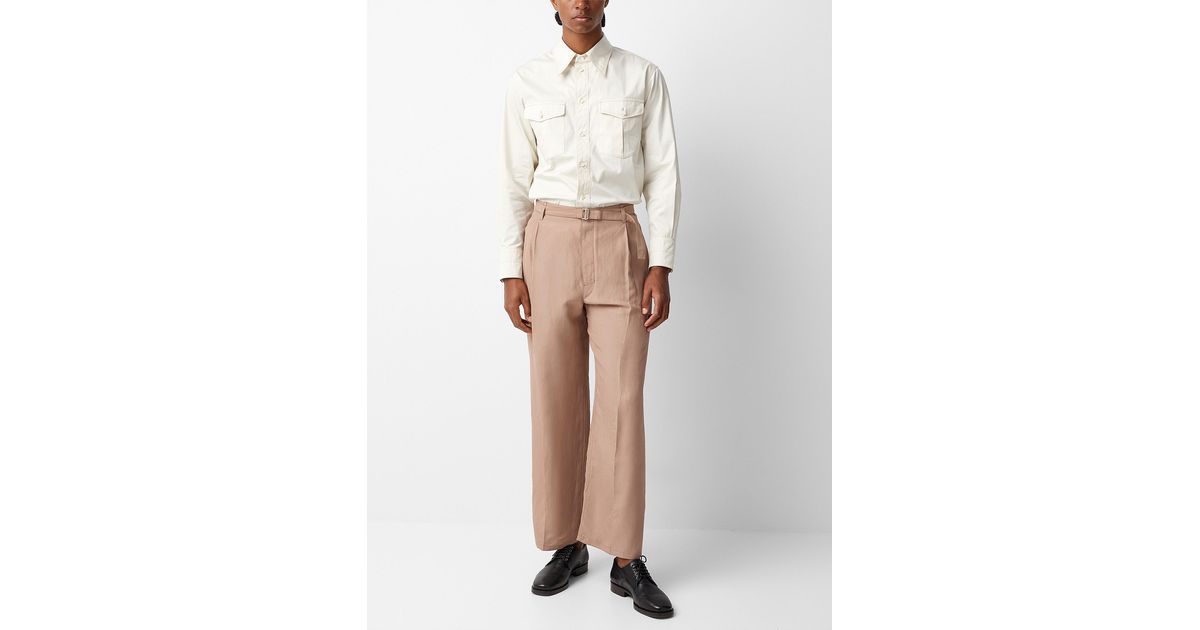 Lemaire Flowy Belted Pant in White for Men | Lyst