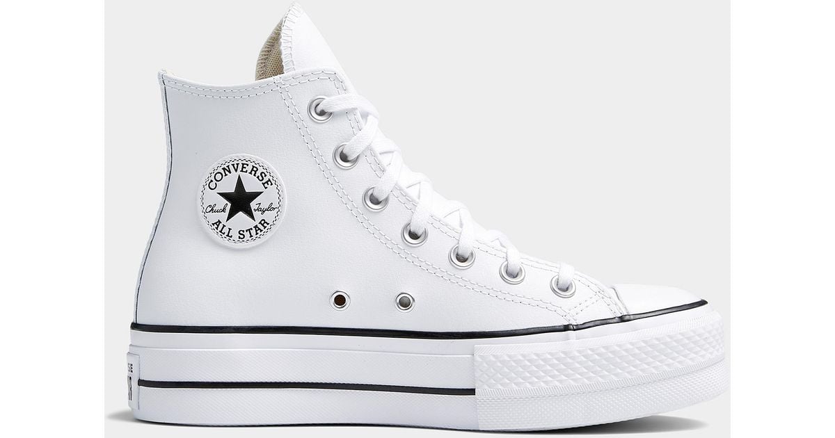 tyveri så Hest Converse Chuck Taylor All Star High Top White Leather Platform Sneaker  Women | Lyst