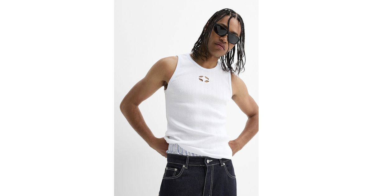Djab Openwork Logo Ribbed Tank Imported From Seoul in White for Men | Lyst