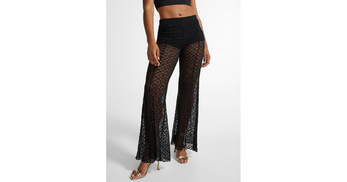Icône Lace Mesh Flared Pant in Black | Lyst