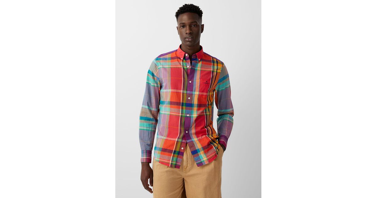 GANT Madras Check Shirt Comfort Fit in Pink for Men | Lyst Canada