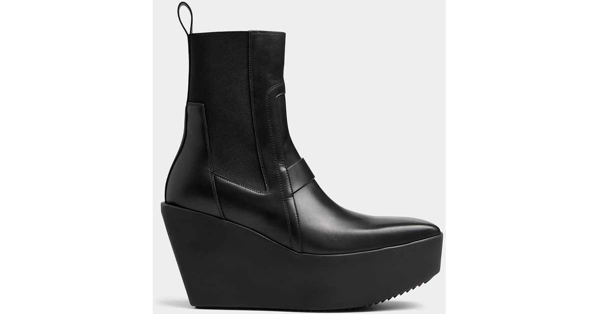 Black Hollywood Sliver Platform Beatle Boots by Rick Owens