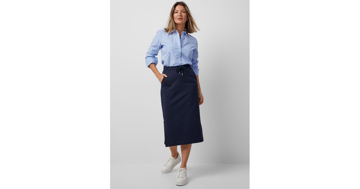 GANT French Terry Midi Skirt in Blue | Lyst