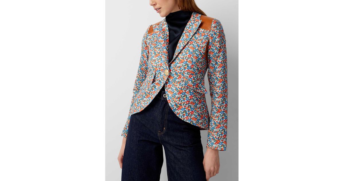 Smythe Leather Yokes Floral Blazer in Blue Lyst