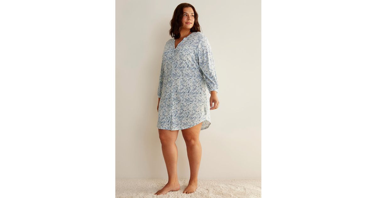 Ralph Lauren Cotton Celestial Garden Nightshirt Plus Size in Patterned Blue (Blue) Lyst Canada