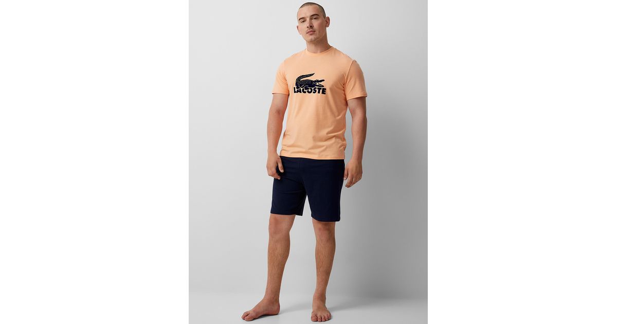Lacoste Felt Logo Pyjama Set in Marine 