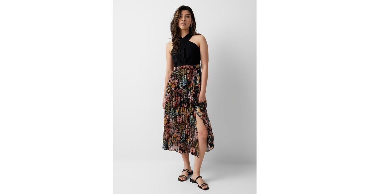 Ted Baker Aquila Floral Breeze Pleated Dress in Black | Lyst