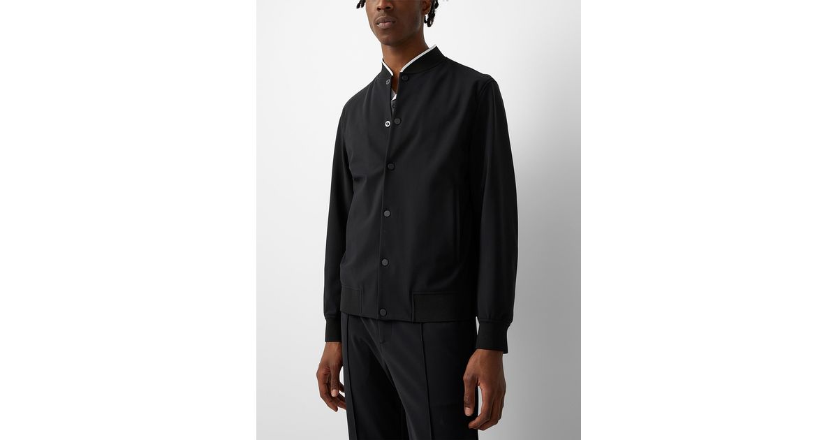 Theory Murphy Precision Ponte Bomber Jacket in Black for Men | Lyst