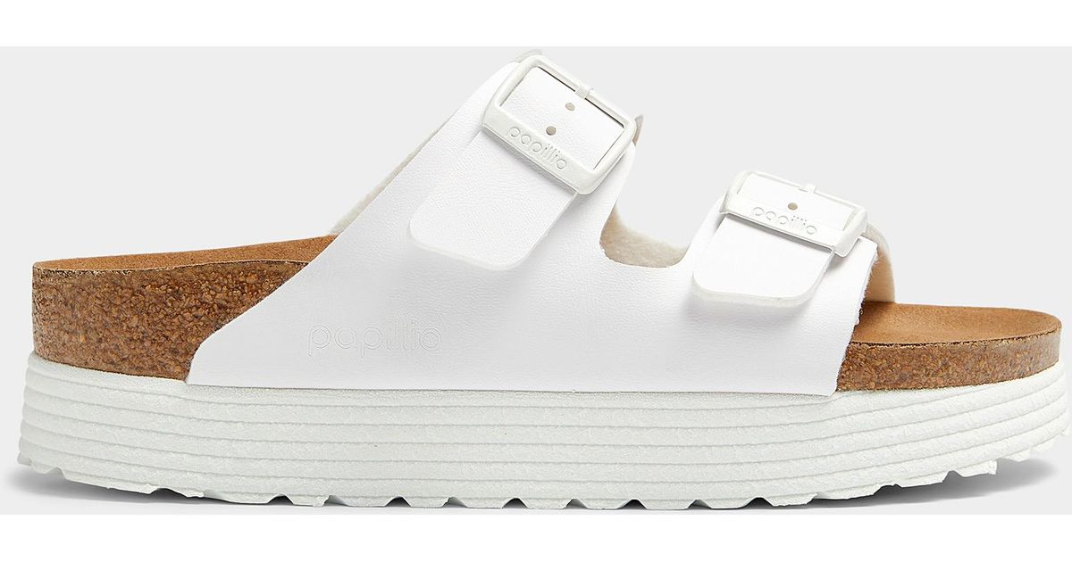 Birkenstock Arizona Grooved Platform Sandals Women in White | Lyst