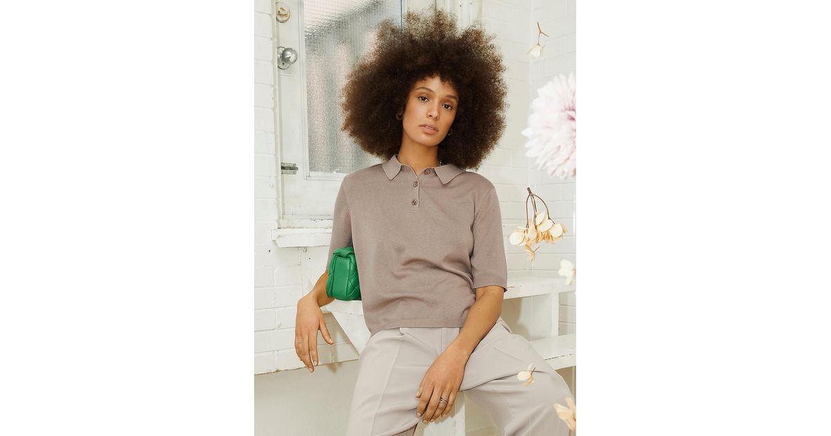 light brown polo sweater