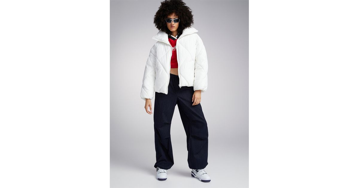 ONLY Large Diamond Pattern Quilted Jacket in White Lyst