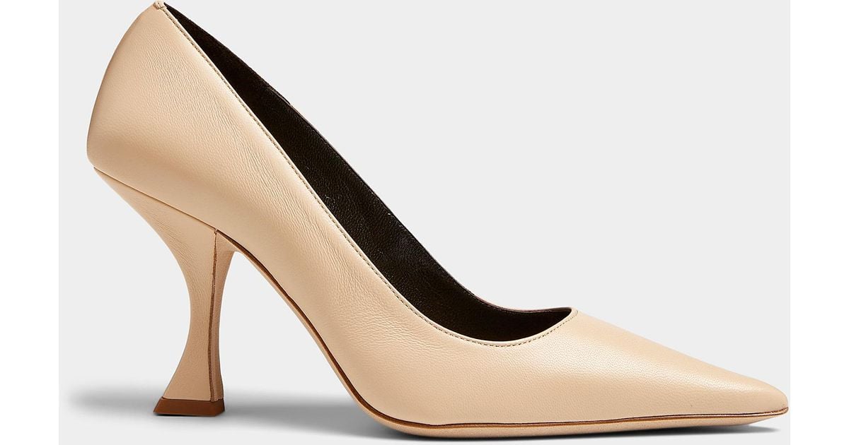BY FAR Viva Sand Leather Pumps in Natural | Lyst Canada