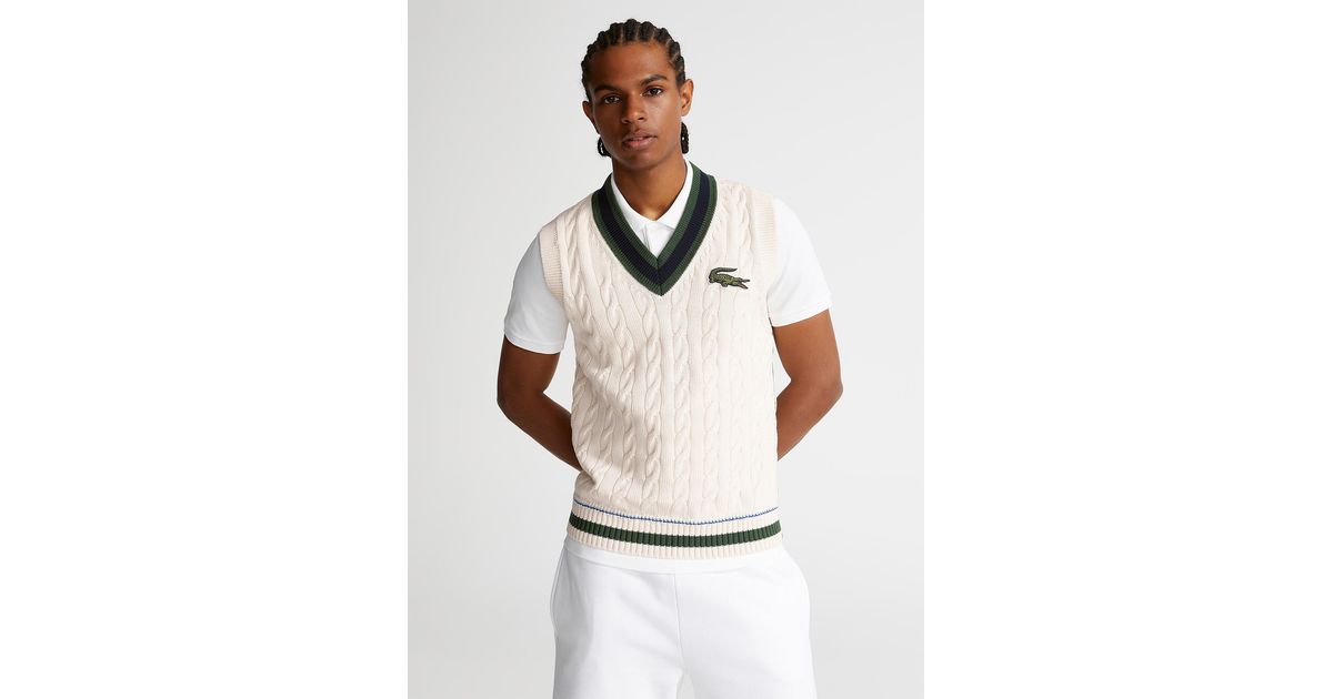 Lacoste Preppy Sweater Vest in White for Men