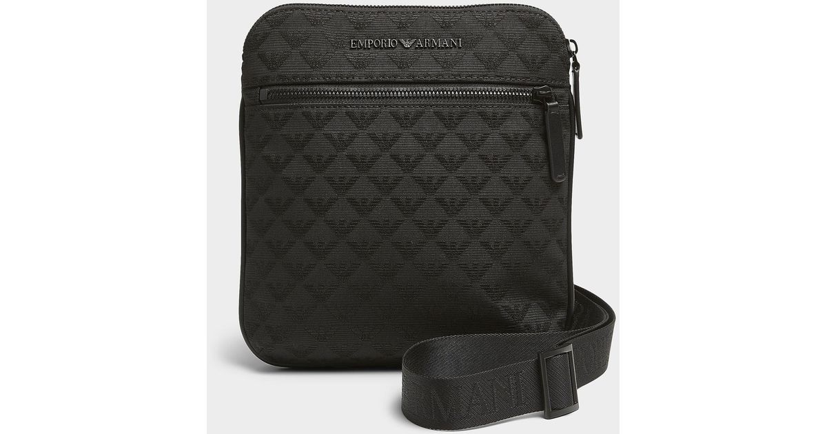 Emporio Armani Nylon Jacquard Messenger Bag in Black for Men Lyst