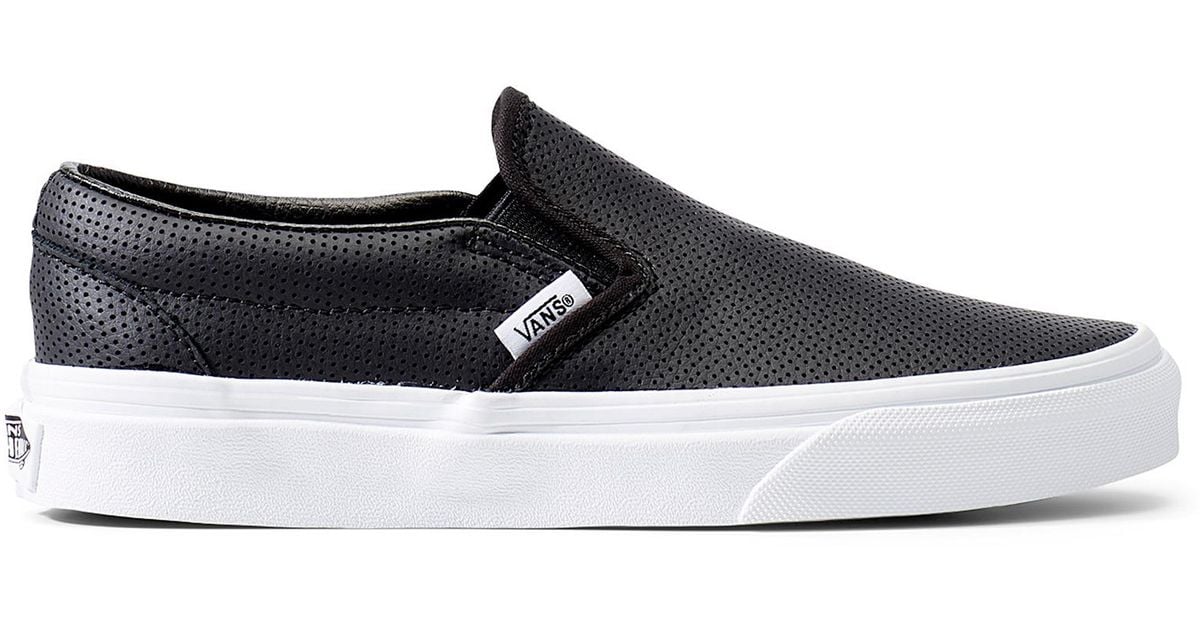 Vans Perforated Leather Slip in Black | Lyst