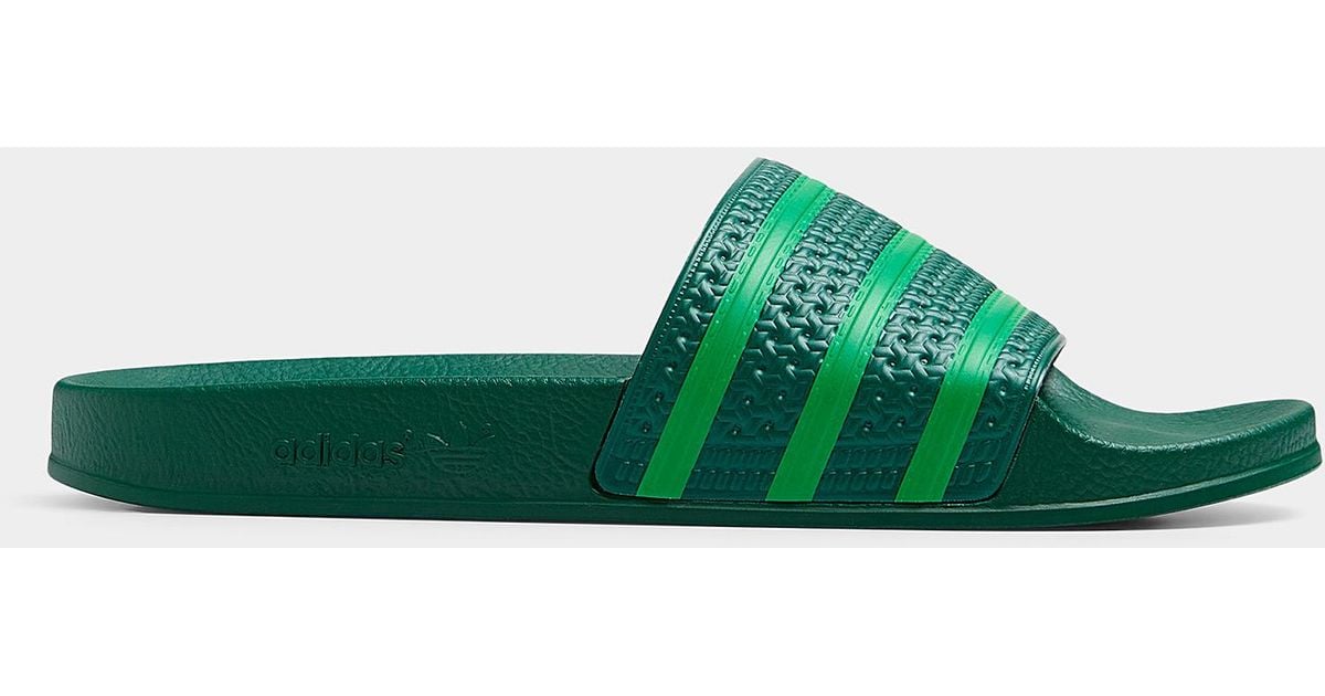 adidas Originals Dark Green Adilette Slides Men for Men | Lyst