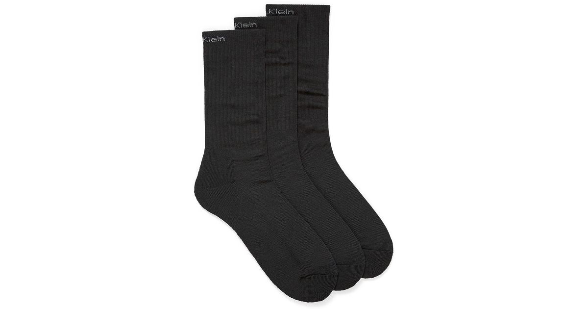 Calvin Klein Cotton Bamboo Rayon Ribbed Socks 3 in Black for Men - Lyst