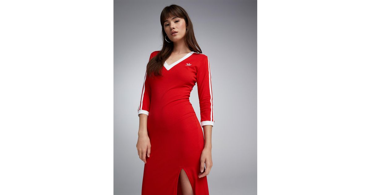 Adicolor Classics 3-Stripes V-Neck Maxi Dress (Plus Size)