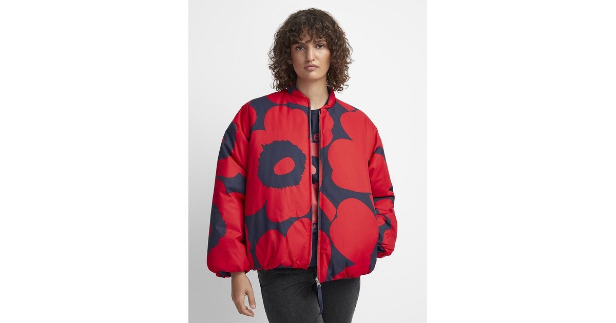 Marimekko Bomberi Unikko Puffer Jacket in Red | Lyst Canada