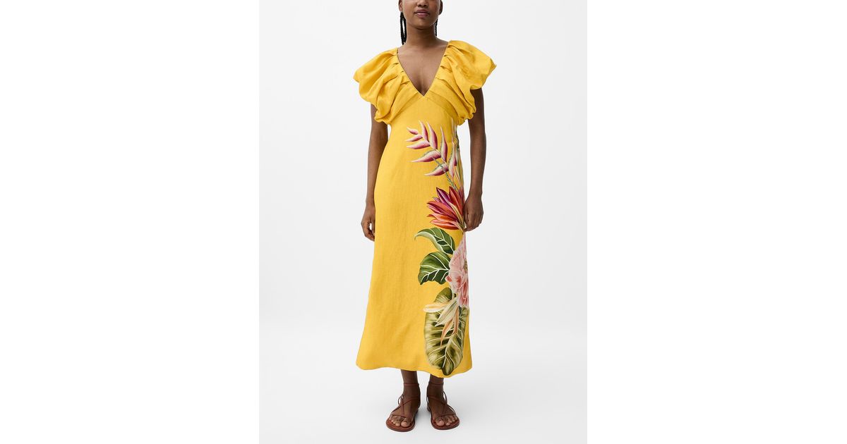 FARM Rio Spring Awakening Pure Linen Dress in Yellow | Lyst
