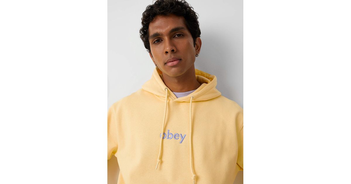 Obey Men's Logo Butter Yellow Hoodie