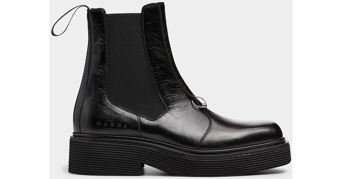 Marni Piercing Shiny Chelsea Boots Men in Black for Men | Lyst