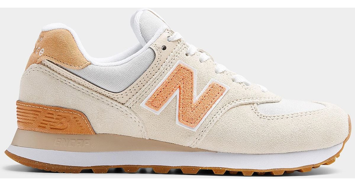New Balance Suede Ivory And Peach 574 Sneaker Women in Cream Beige  (Natural) | Lyst